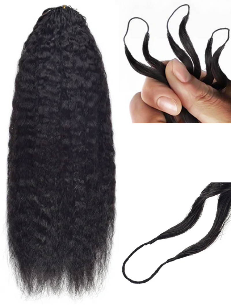 9A Kinky Straight Crochet Hair Natural Black Human Hair Extension 100gram